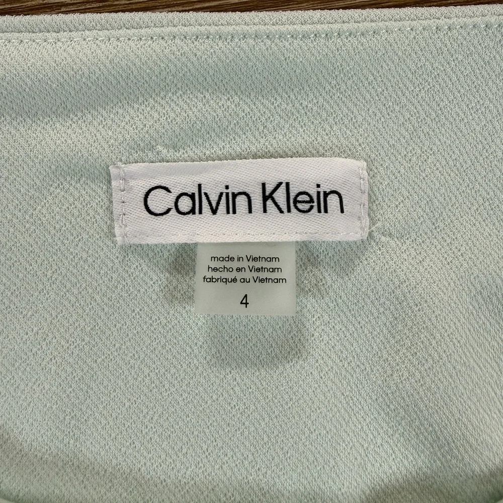 Calvin Klein Dress Women's Size 4 Mint Green Ring Waist Sheath Stretch NWT - Picture 3 of 10